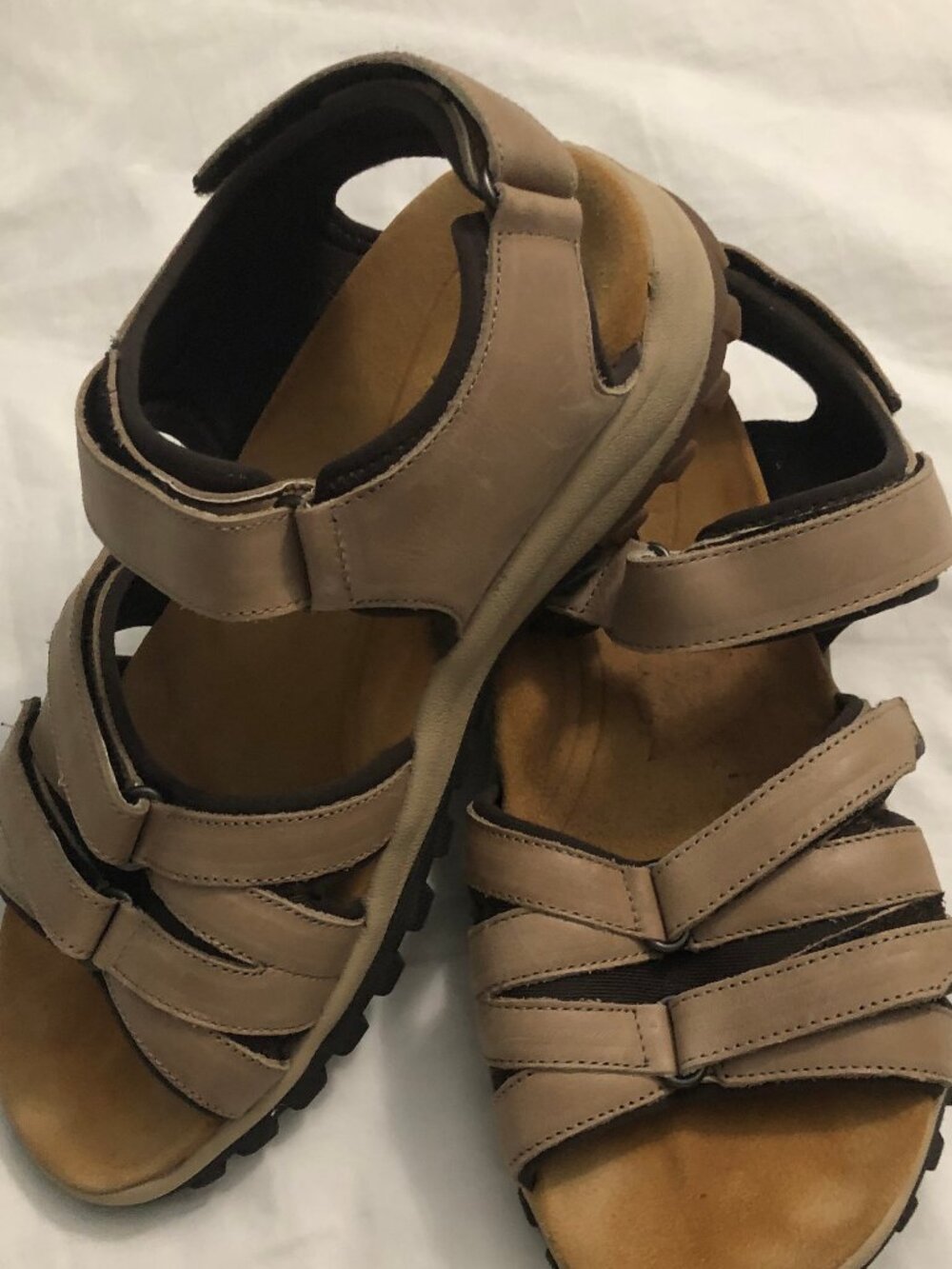 Womens Strole Leather walking Sandal size 9 Light Tan/Khaki